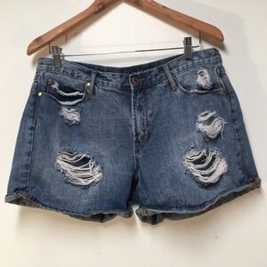 Articles of Society Women 30 Shorts Blue Denim Distressed 100% Cotton